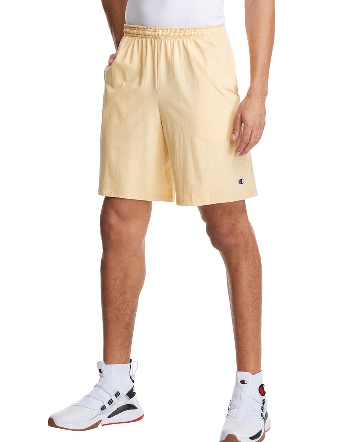 Champion Mens Shorts NZ - Classic Cotton Jersey Yellow ( 9048-ONJCI )